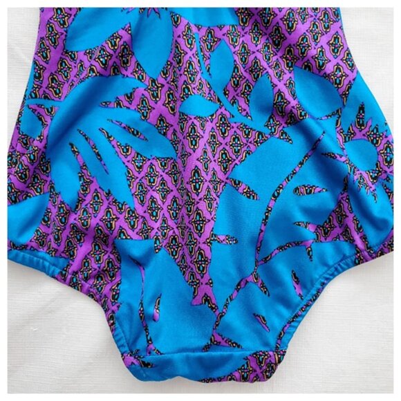 Vintage PERFECTION FIT by ROXANNE One-Piece Swimsuit Bold Tropical Print Size S - Picture 8 of 15